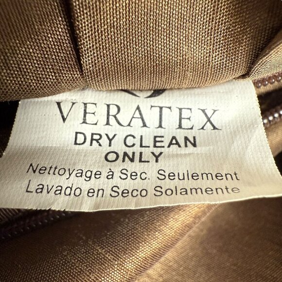 Embroidered Euro Sham Brown Ruffle Border Veratex Zippered Pillow Cover 26" Sq - Picture 5 of 6